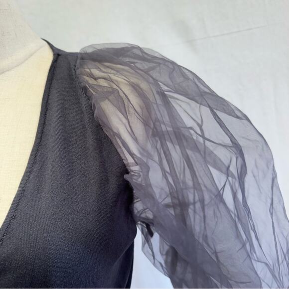 Zara organza statement puff sleeve knit cropped wrap top size large NWT - Picture 5 of 16